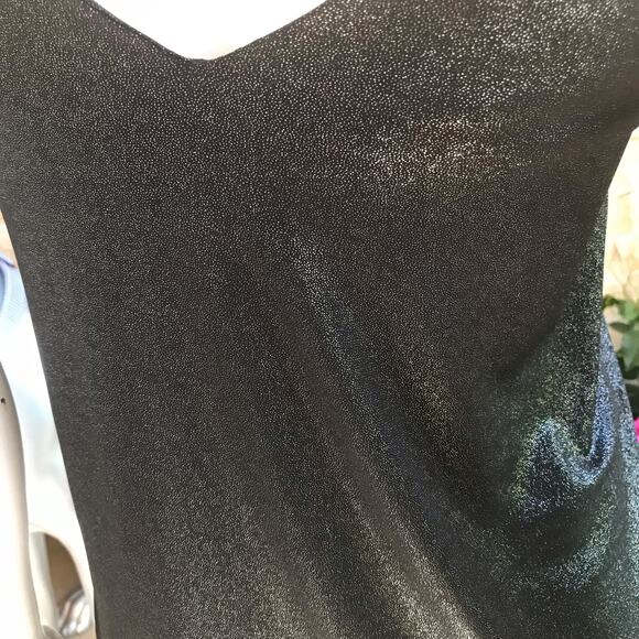 Deborah Viereck Black Metallic Adjustable Strap V-Neck Sleeveless Tank Size XS - Picture 8 of 9